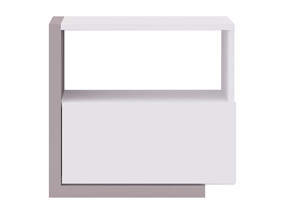Vente-unique Scandinavian Bedside Table with 1 Drawer and 1 Compartment in White and Taupe, W/D/H: 39 x 39 x 46.4 cm – 2