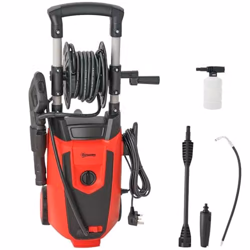 Outsunny 1800 W High Pressure Washer in Red with 150 Bar Pressure and 420 L/h Flow