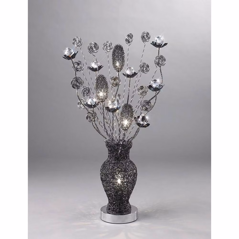 Netlighting Nevada 4 Light Table Lamp in Black and Grey with Crystal Details – 2