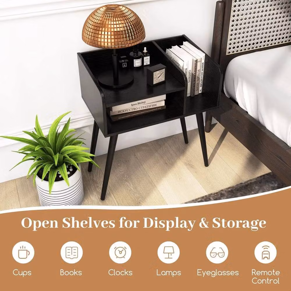 Kelvenix Mid Century Modern Black Matt Metal Nightstand and End Table – 3