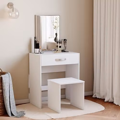 Vida Designs Isla Dressing Table and Stool Set in White