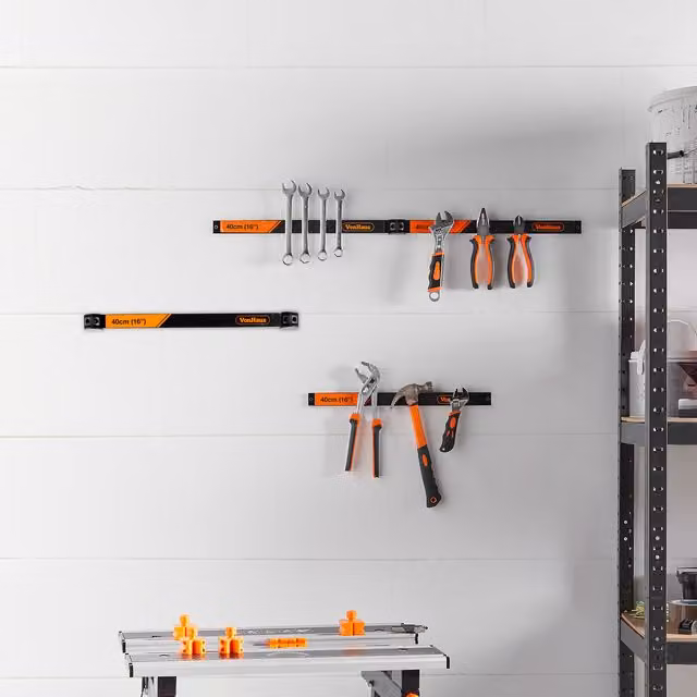 VonHaus Large Wall Mounted Magnetic Steel Tool Holders in Black