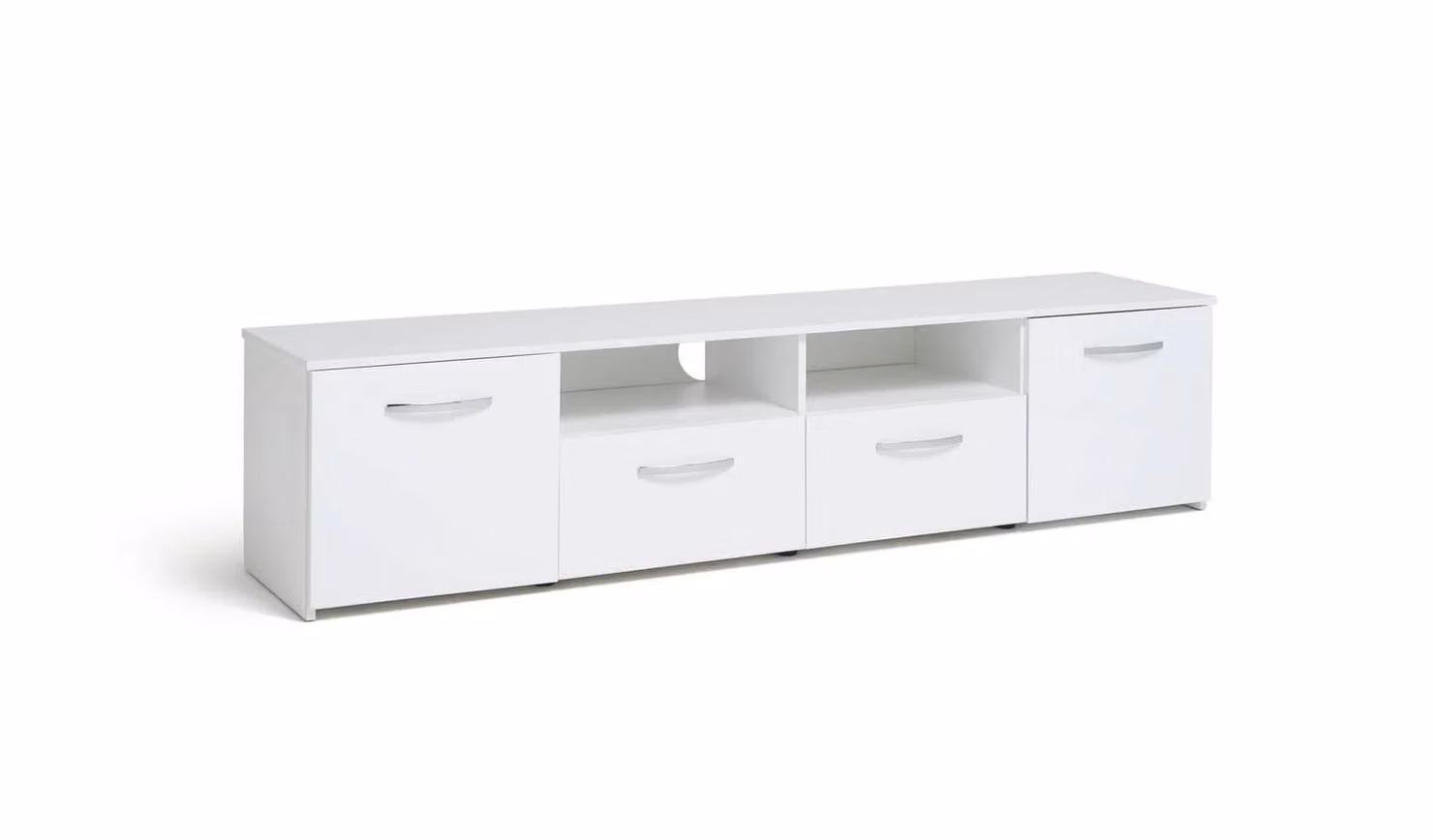 Hayward White Gloss 2 Door TV Unit Media Stand Storage Cabinet W/H/D: 180 x 43.1 x 38.9 cm