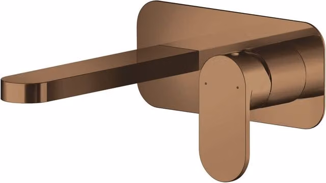 Balterley Current Round Wall Mount 2 Tap Hole Basin Mixer Tap in Brushed Bronze Brown