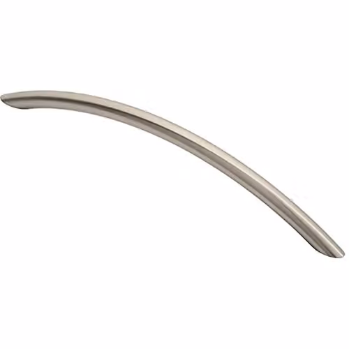 Loops Curved Bow Cabinet Pull Handle in Brushed Silver, W: 22.6 cm, D: 1 cm, Fixing Centres: 19.2 cm