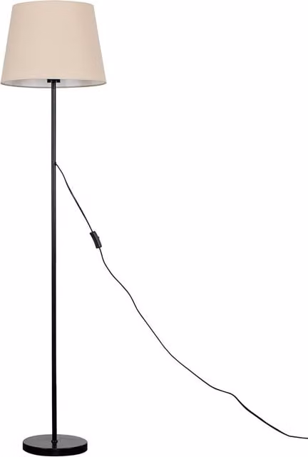 ValueLights Modern Black Metal Floor Lamp with Large Beige Fabric Cone Shade