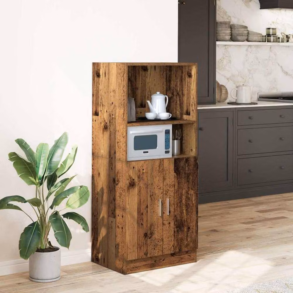 Berkfield Home Rustic Kitchen Cabinet in Brown, W/D/H: 57 x 41.5 x 131.5 cm – 2
