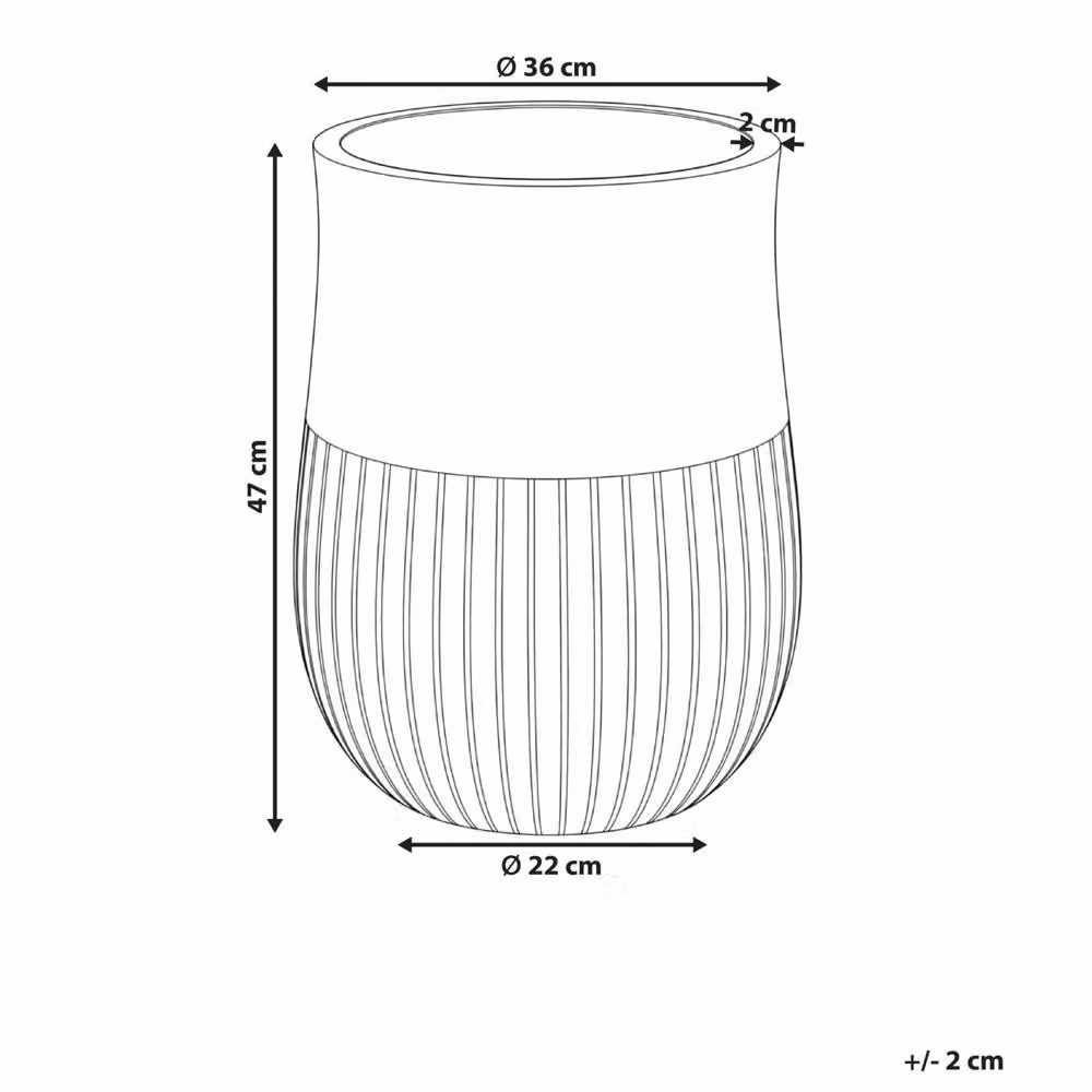 Wyld and Coco Grey Fluted Fibre Clay Round Planter, Diameter: 36 cm – 3