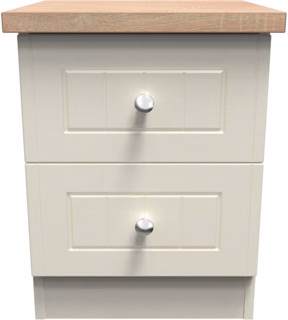 Ready Assembled 2 U Cambridge 2 Drawer Bedside Cabinet in Beige