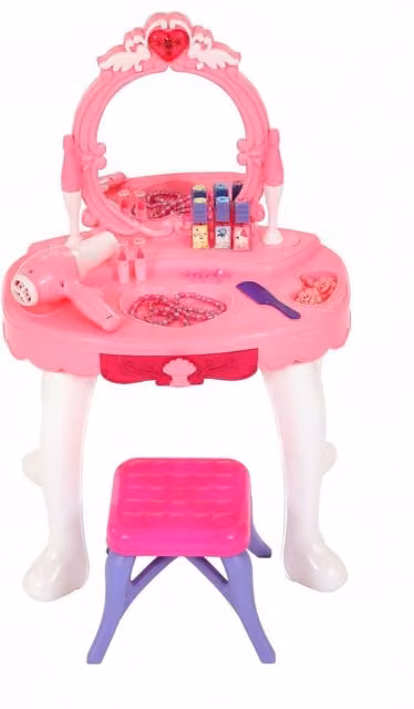 Oypla Childrens Pink Beauty Hairdresser Dressing Table with Glamour Mirror