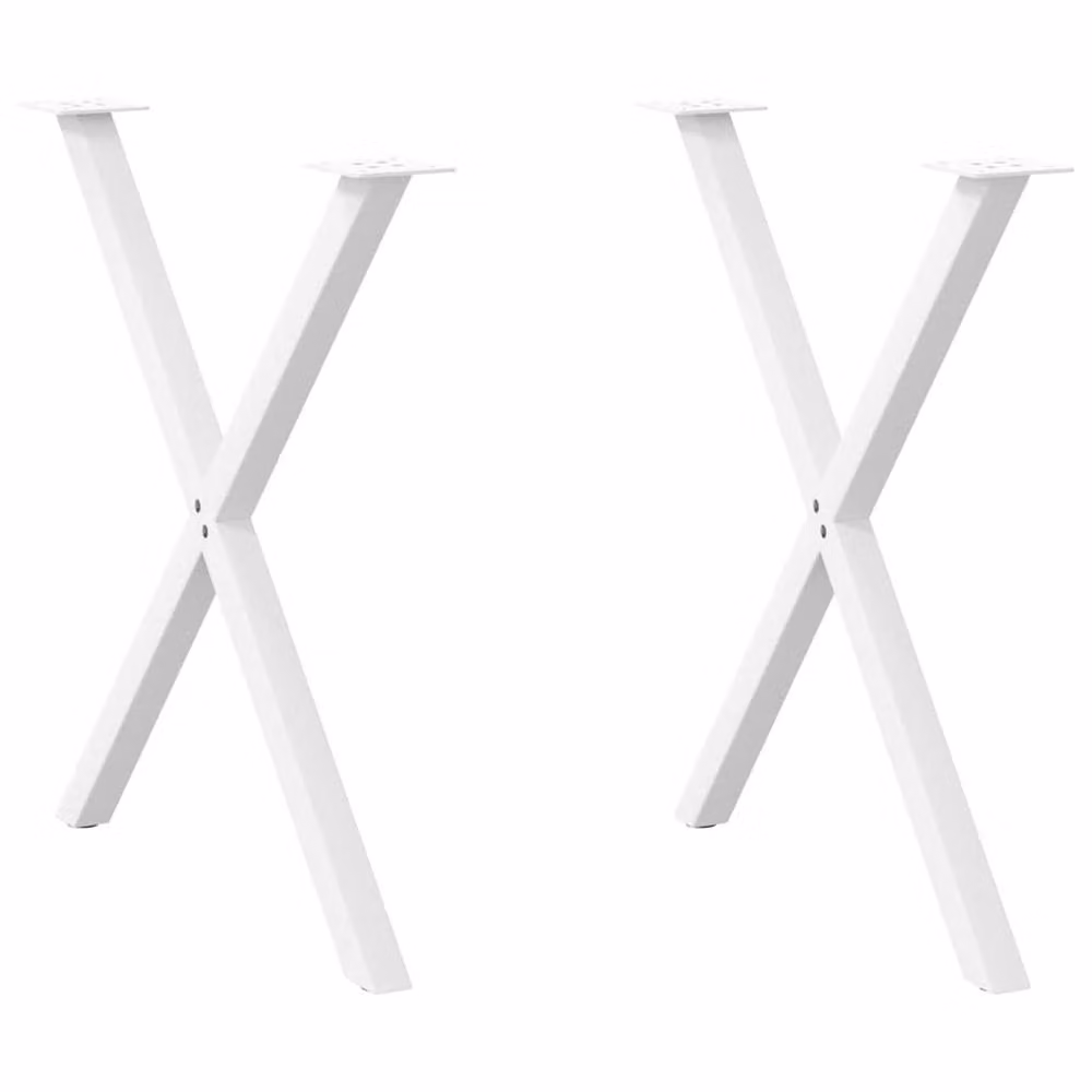 Berkfield Home X-Shaped Dining Table Legs, 2 Piece White Metal Set, Height: 70-73 cm – 2