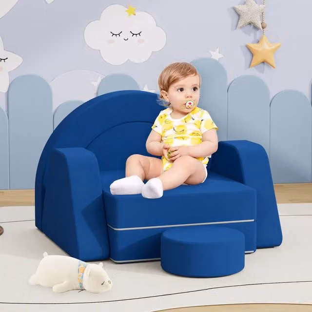 KEEPREAPER Soft Modular Kids Play Couch with Scatter Cushions in Blue – 1