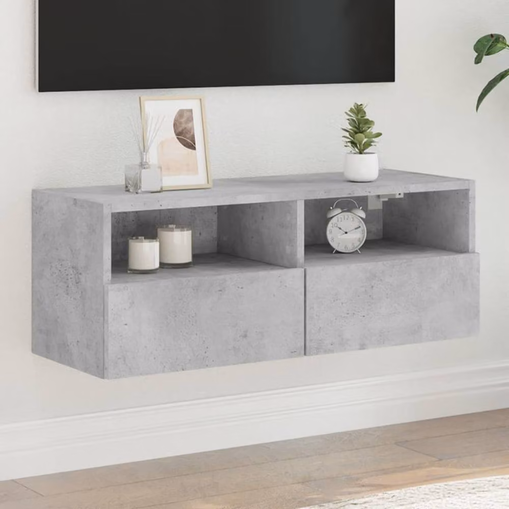 Berkfield Home TV Wall Cabinet in Concrete Grey, W/D/H: 80 x 30 x 30 cm – 2
