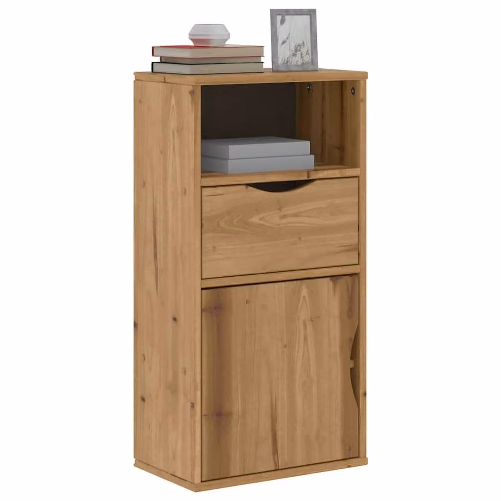 Berkfield Home ODDA Side Cabinet with Drawer in Brown Solid Wood Pine, W/D/H: 40 x 24 x 79 cm – 2