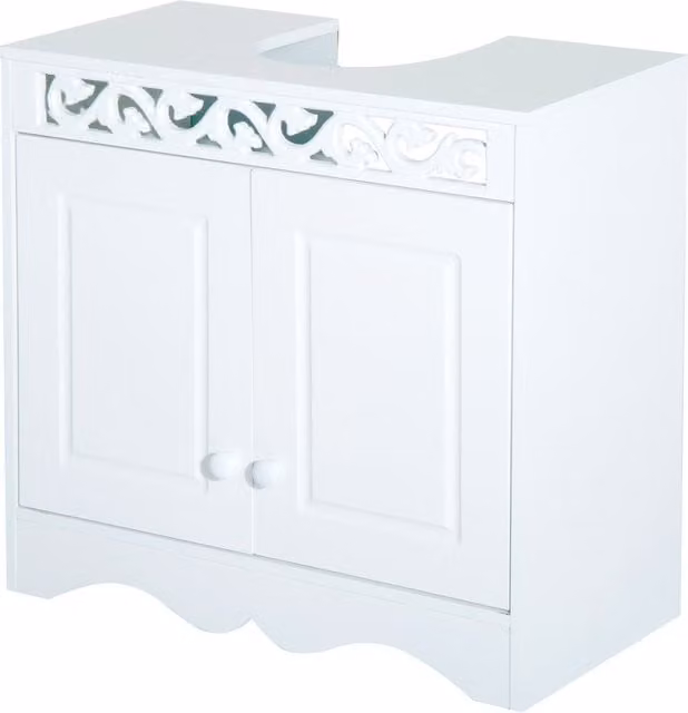 HOMCOM White Wooden Under Sink Bathroom Cabinet with 2 Hinged Doors and Internal Shelves