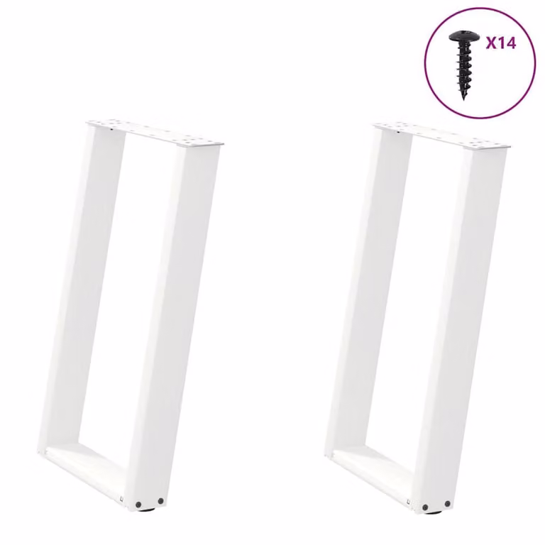 Berkfield Home Modern vidXL U-Shaped Dining Table Legs, 2 Pieces, White, W: 50 cm, H: 72.5 cm