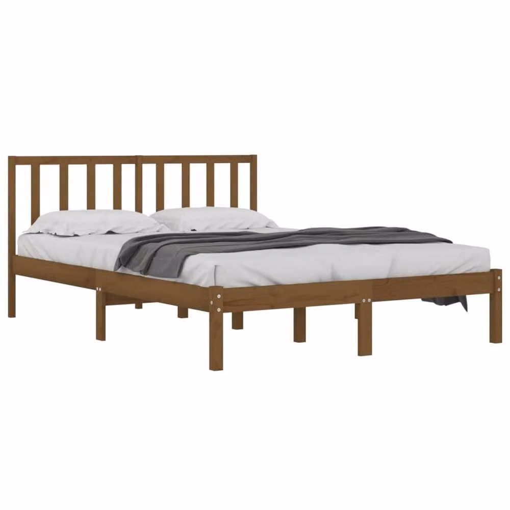 Berkfield Home Rustic Solid Wood Pine Bed Frame, Brown, W/D/H: 200 x 200 cm – 3
