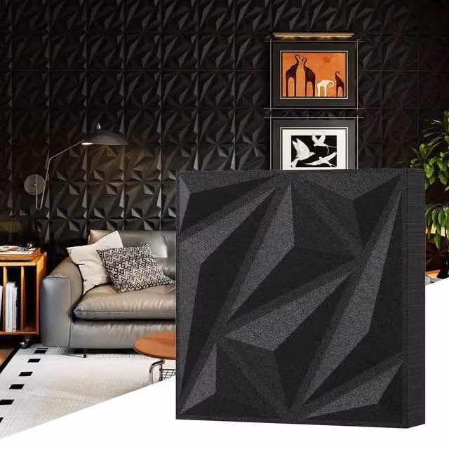 SPETLEK 20-Pack Black 3D Acoustic Felt Wall Panels, Geometric Square Soundproof Decoration, W/D/H: 30 x 30 x 2 cm – 1