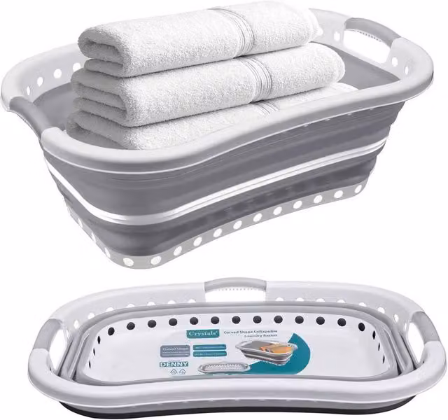 EONLION Collapsible Laundry Basket with Handles, Grey, W/D/H: 37.0 x 25.5 x 66.0 cm – 1