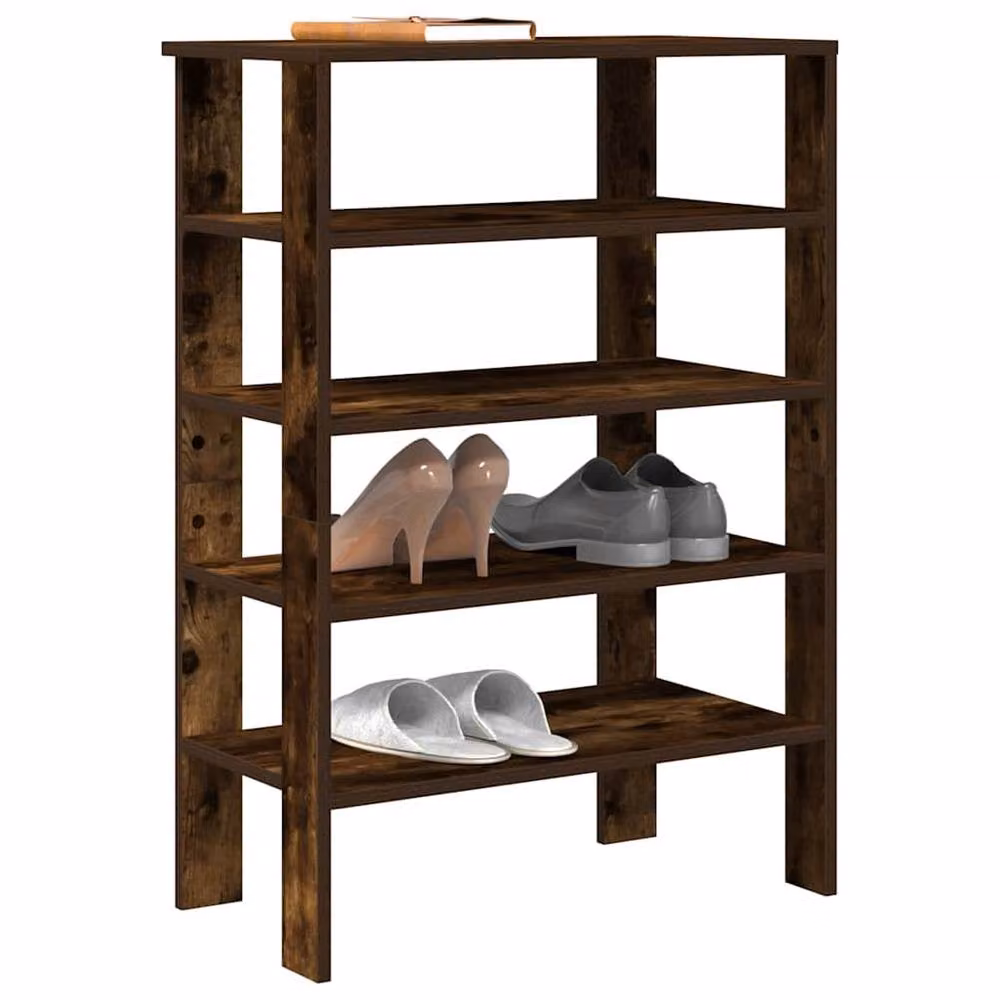 Berkfield Home Shoe Rack in Smoked Oak Brown, W/D/H: 61 x 32 x 87.5 cm – 2