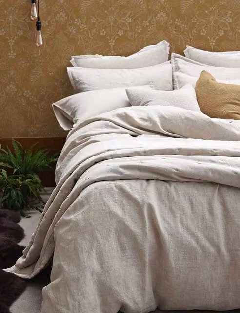 MM Linen Laundered Pure Linen Bedding Set in Natural Sand, W: 180 cm x D: 200 cm