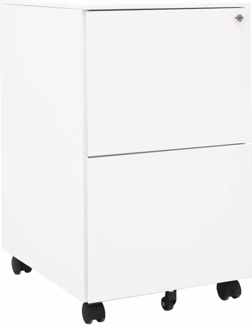 Berkfield Home Mobile File Cabinet in White Steel, W/D/H: 39 x 45 x 67 cm