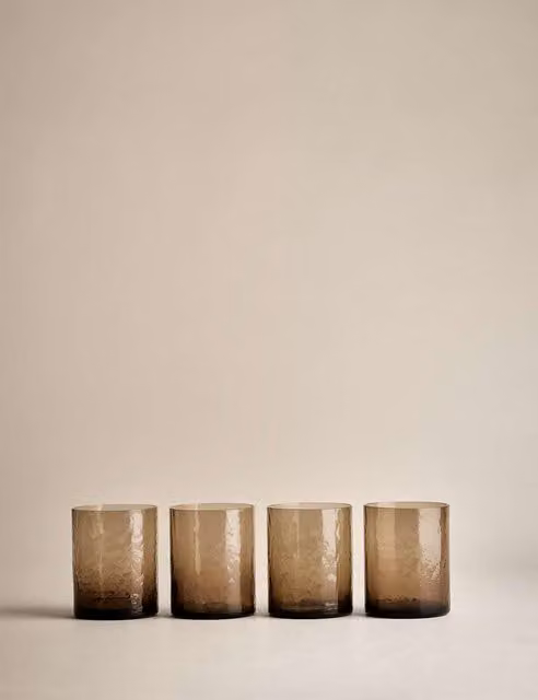 M&S Set of 4 Brown Hammered Glass Tumblers