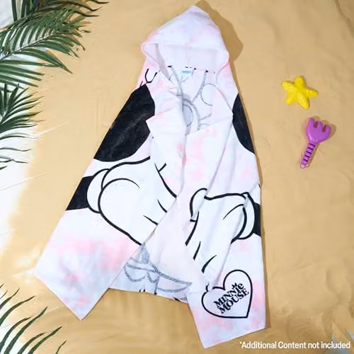 Disney Minnie Mouse Hooded Bath Towel Poncho for Kids in White, Pink and Multicolour – 2