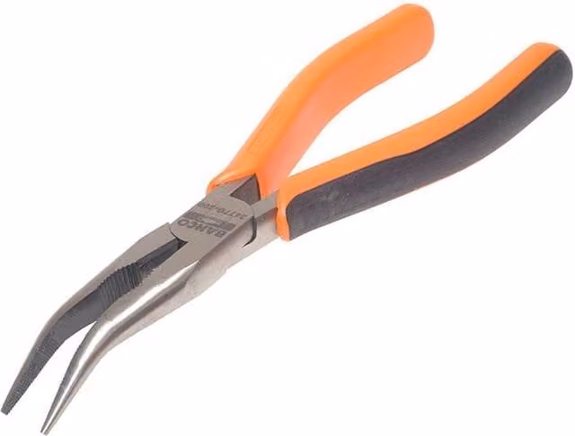 Bahco 2477G Ergo Bent Long Nose Snipe Nose Pliers, Orange
