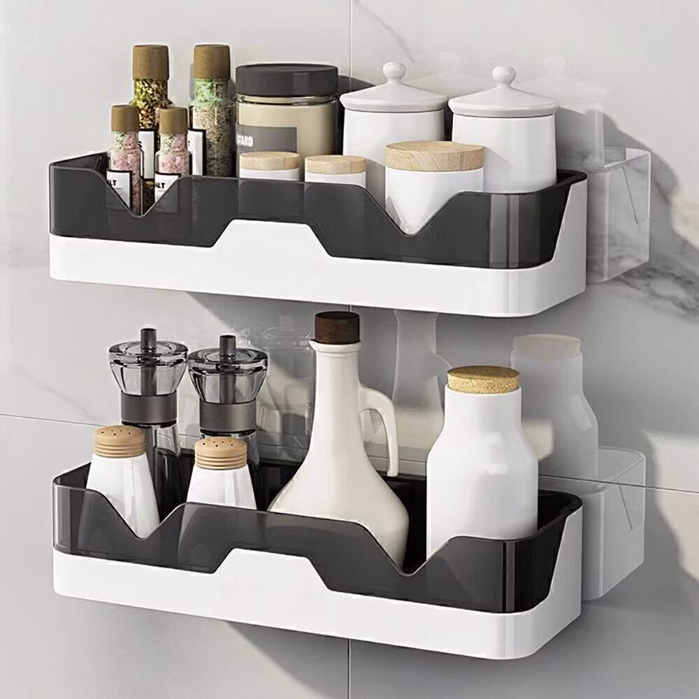 FORGEVIO Grey Wall Mounted Bathroom and Kitchen Shower Caddy Shelf Rack – 6