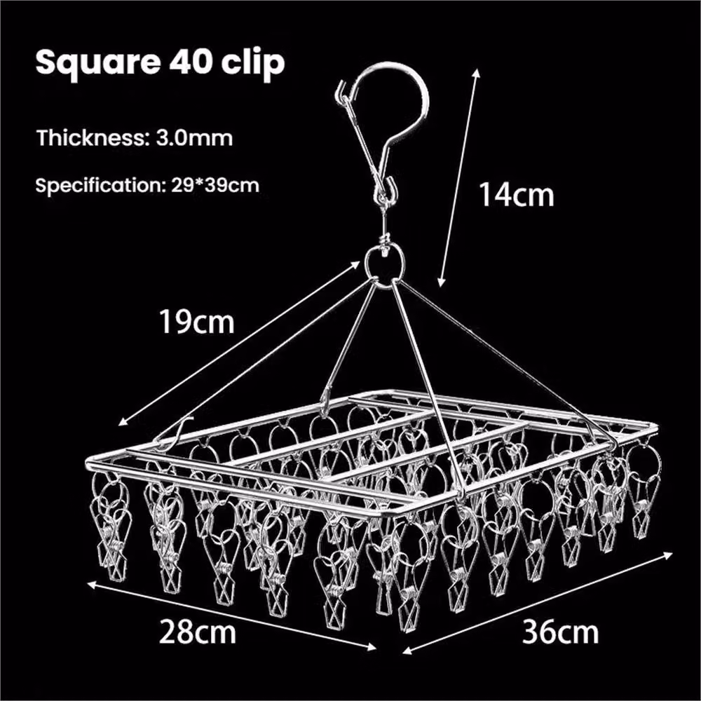 Nordara 40-Peg Folding Metal Sock Dryer and Underwear Hanger with Clips in Silver – 2