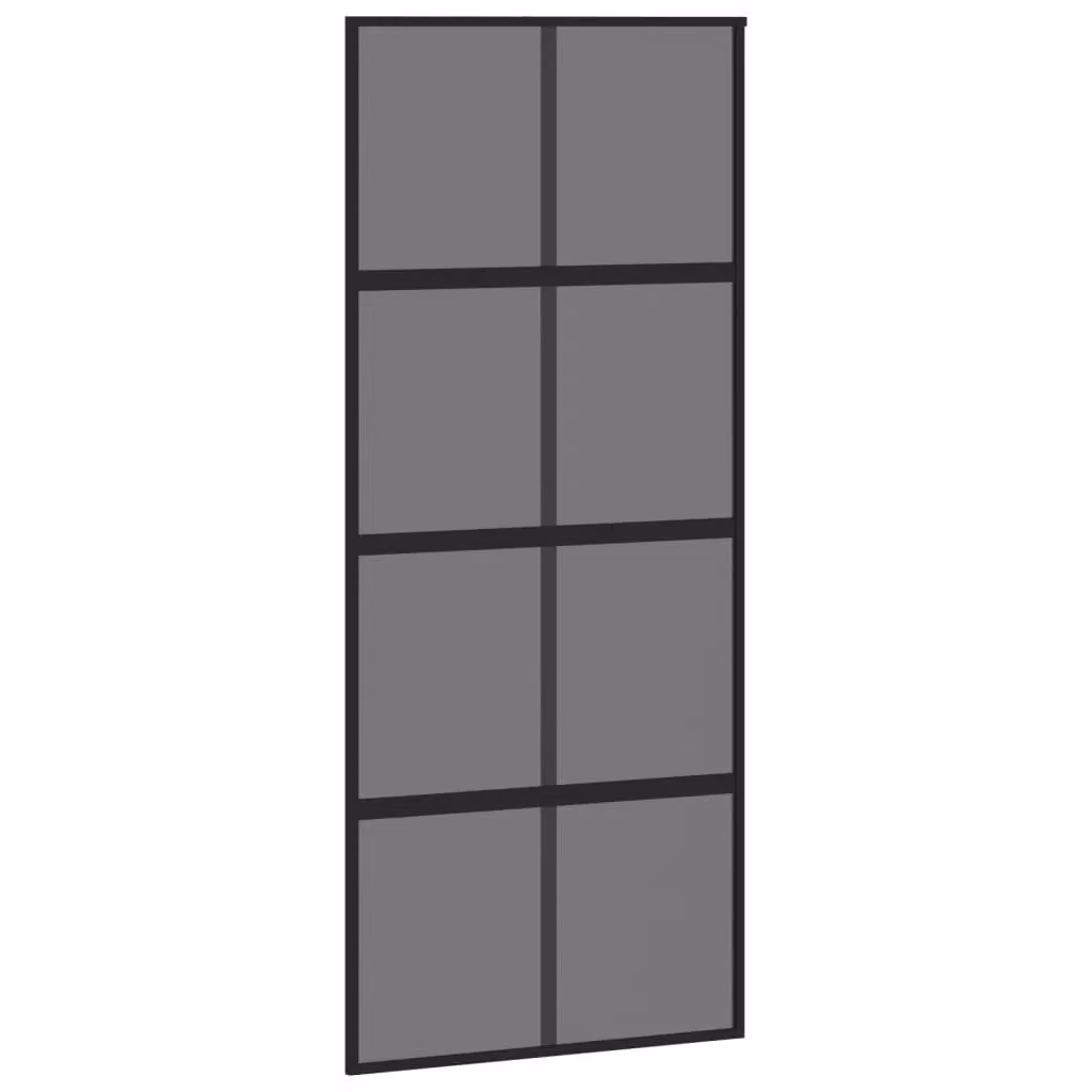 Berkfield Home Modern Black Sliding Door with Transparent Tempered Glass and Aluminium, W: 90 cm, H: 205 cm – 2