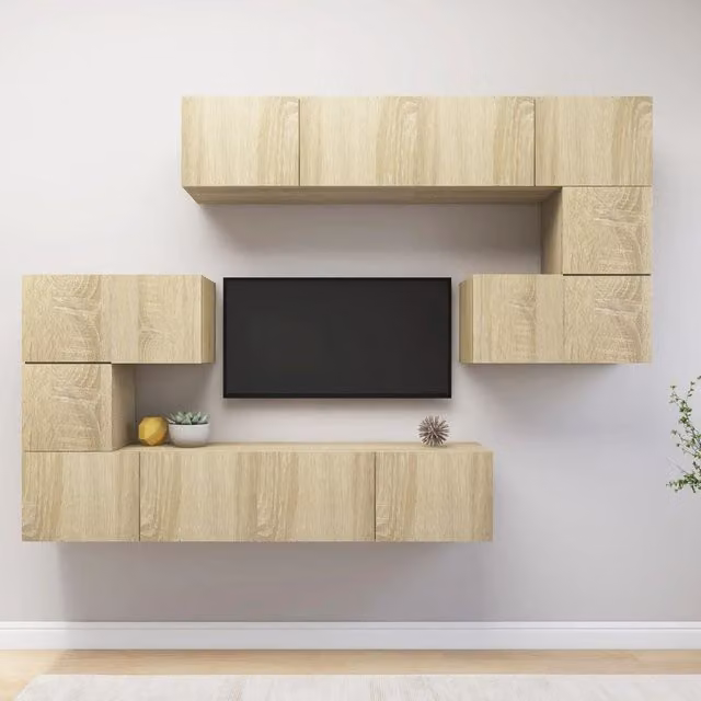 Berkfield Home 8 Piece Modern Sonoma Oak TV Cabinet Set in Brown