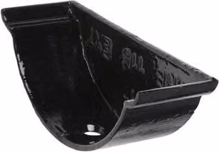 Hargreaves Premier Cast Iron Beaded Half Round Gutter External Stopend, 150mm, Black