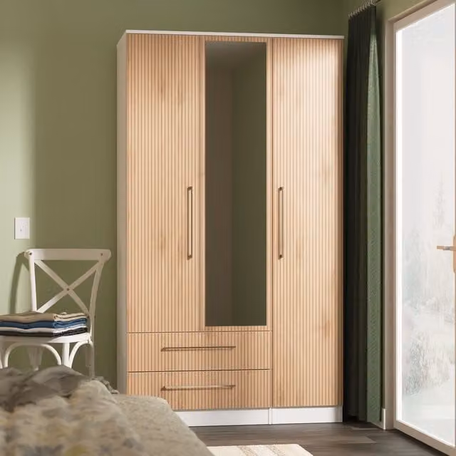 Ready Assembled 2 U Gloucester Triple Mirror Wardrobe with 2 Drawers in White – 1