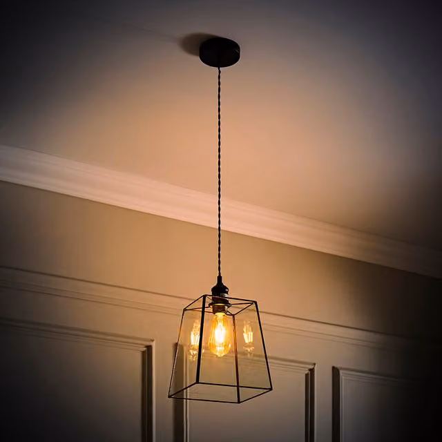 ValueLights Susie Glass Shade Single Pendant Ceiling Light with LED Bulb in Black and Chrome