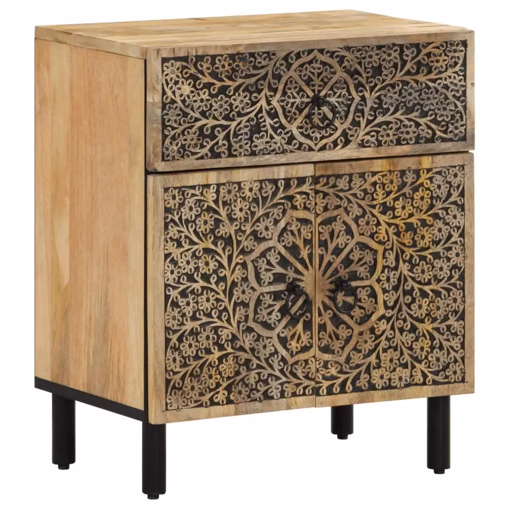 Berkfield Home Bedside Cabinet in Brown Solid Mango Wood W/D/H: 50 x 33 x 60 cm – 2