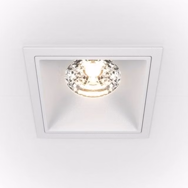Maytoni Alfa LED Square Dimmable Recessed Downlight, White, 1150lm, 3000K Warm White