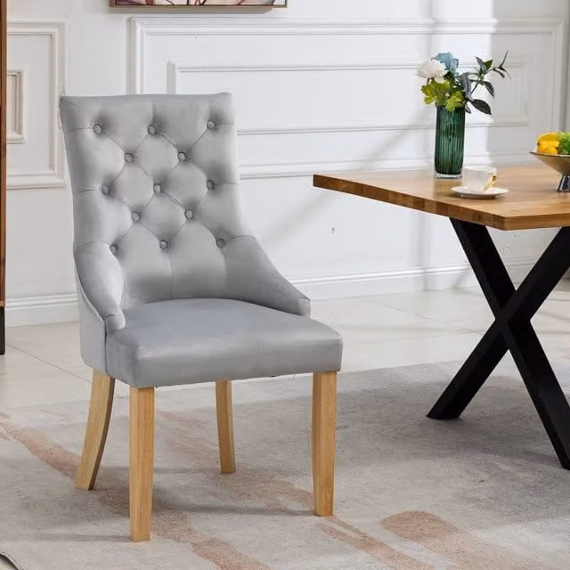 Artemis Home Set of 2 Ravenna Velvet Dining Chairs in Silver Grey