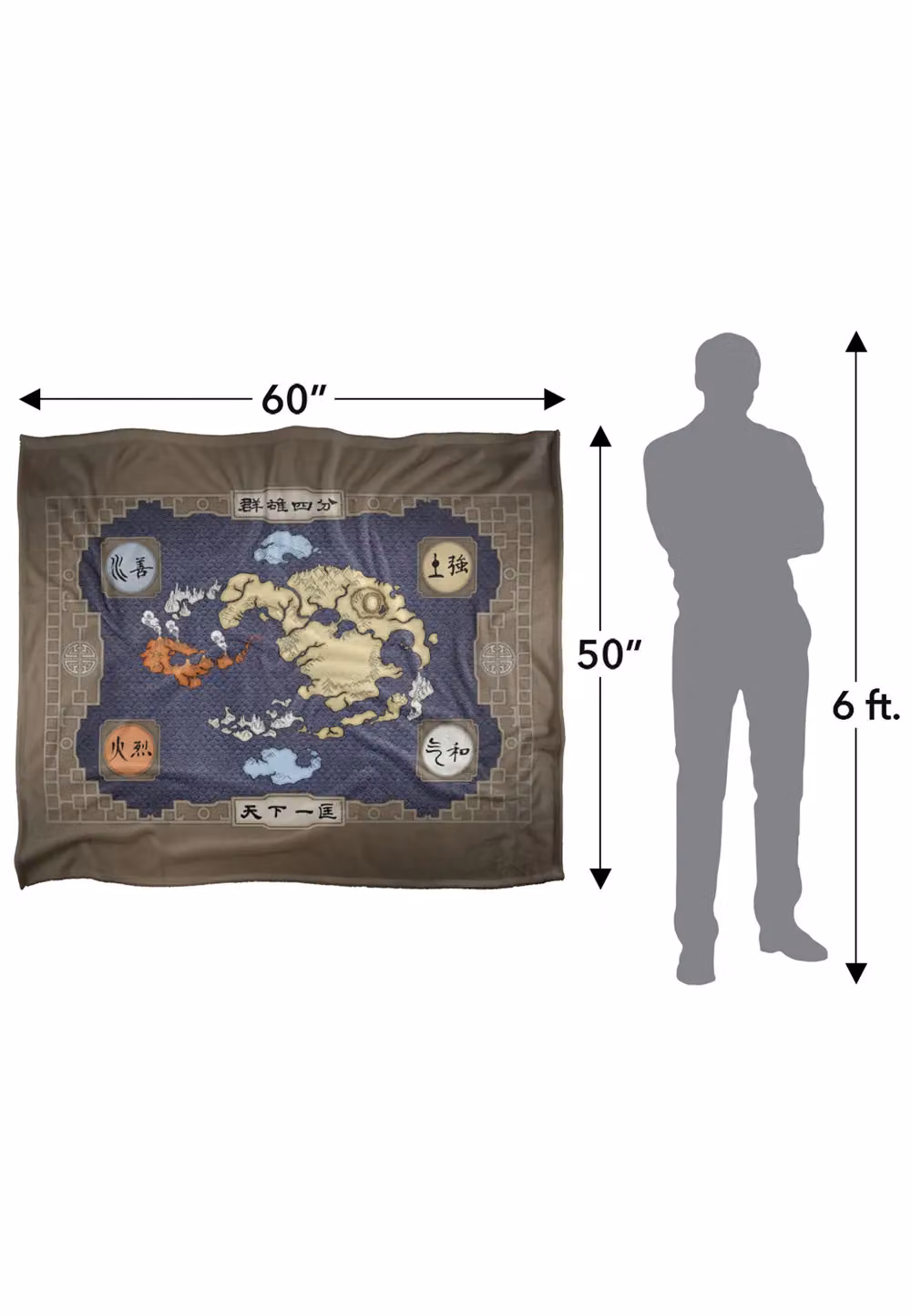 LOGOVISION Avatar The Last Airbender Map Super Soft Microfibre Fleece Throw Blanket, Multicolour, W/D/H: 152 x 127 cm – 6