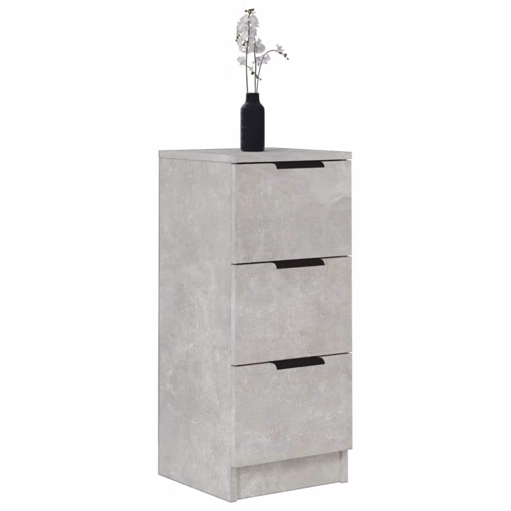 Berkfield Home Set of 2 Modern Concrete Grey Sideboards in Engineered Wood, W/D/H: 30 x 30 x 70 cm – 2