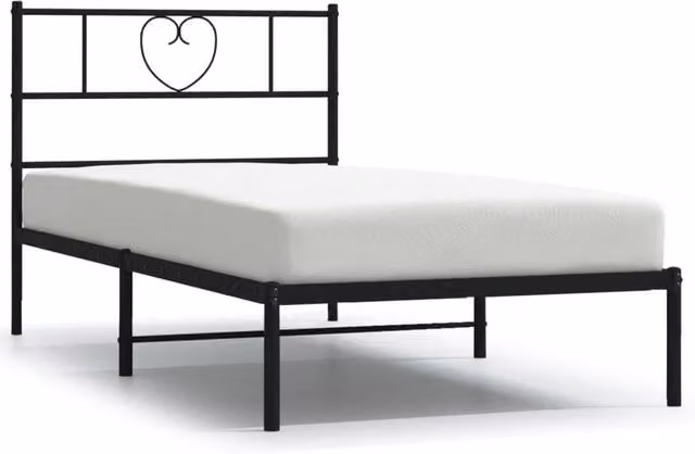 Berkfield Home Metal Bed Frame with Headboard, Black, W/D/H: 90 x 190 cm – 1