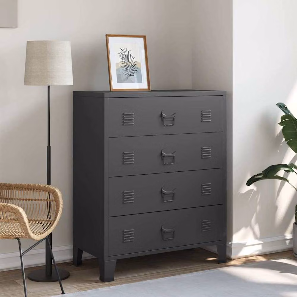 Berkfield Home Industrial Style Metal Chest of Drawers in Black, W/D/H: 78 x 40 x 93 cm – 2