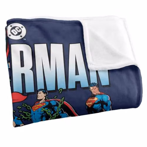 Warner Bros. Superman Across The Years Line Up Super Soft Fleece Throw Blanket, Multicolour, W: 152 cm, D: 127 cm – 2