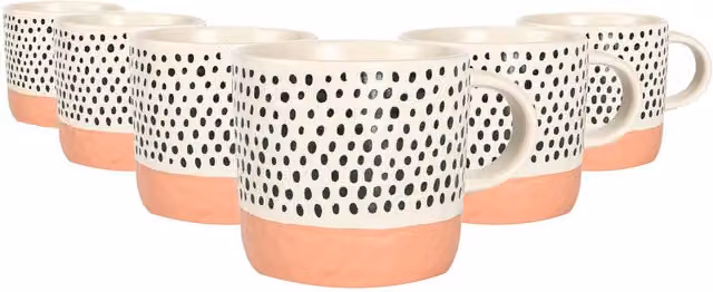 Nicola Spring Dotted Stoneware Coffee Mug, Pink, 385ml