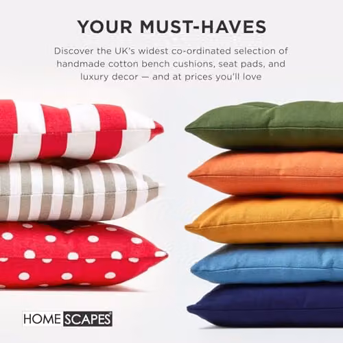 Homescapes Blue Cotton Garden Bench Cushion, W: 108 cm, D: 42 cm – 7