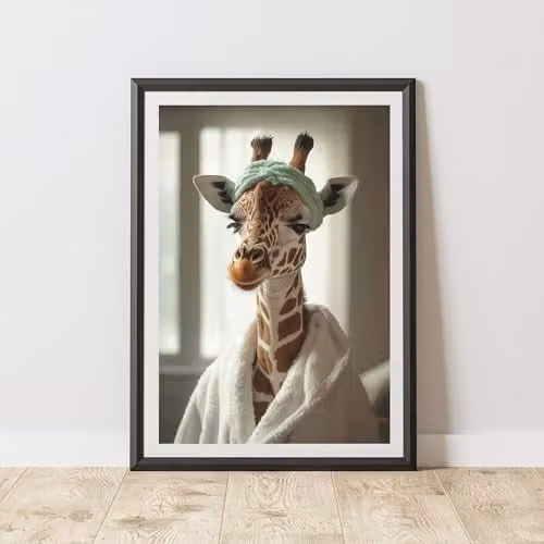 60 Second Makeover Giraffe Green Headband Animal Print Paper Poster, W: 21.0 cm, H: 29.7 cm