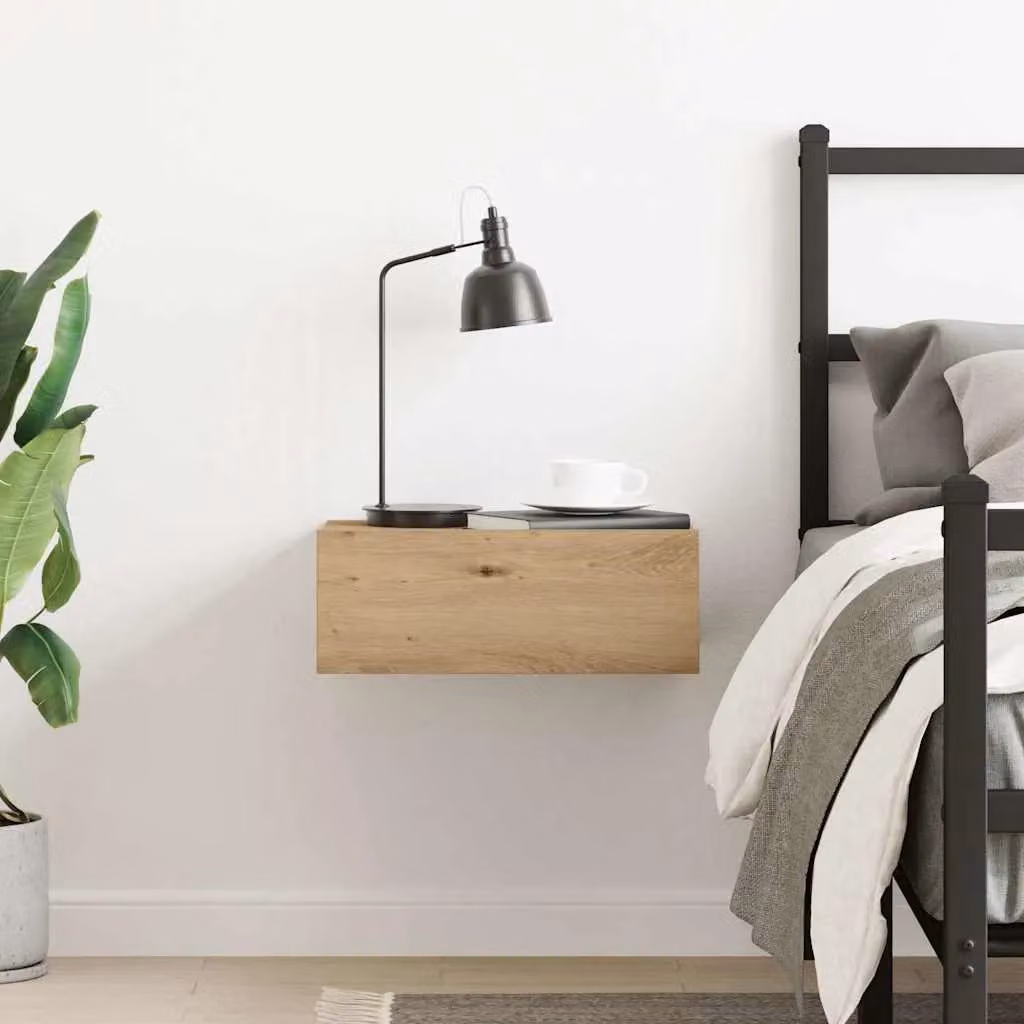 Berkfield Home Artisan Oak Floating Nightstand, Brown, W/D/H: 40 x 32 x 15 cm – 2