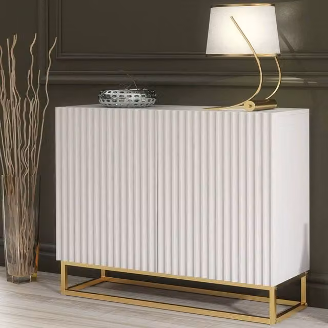 SPETLEK Modern White and Gold TV Unit Sideboard Cabinet – 1