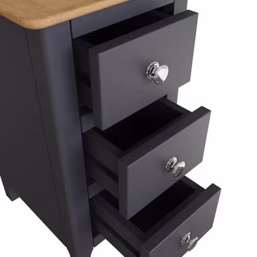 FWStyle Graphite Blue 3 Drawer Bedside Table with Oak Top W/D/H: 58 x 34 x 35 cm – 3